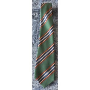TRE Silk Tie Green Striped Made in Italy Mens Classic Preppy Necktie